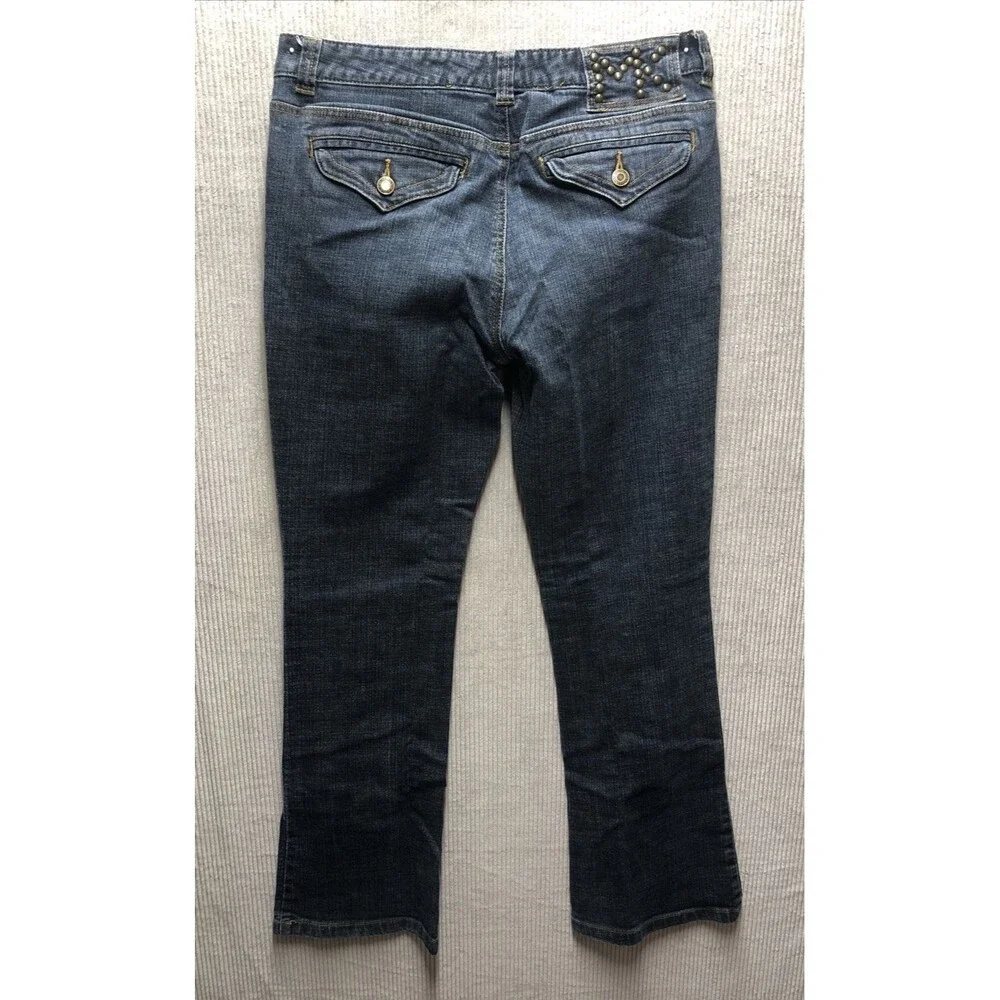 Michael Kors Women Jeans Size 8 Bootcut Dark Wash Studded Glam Western Denim